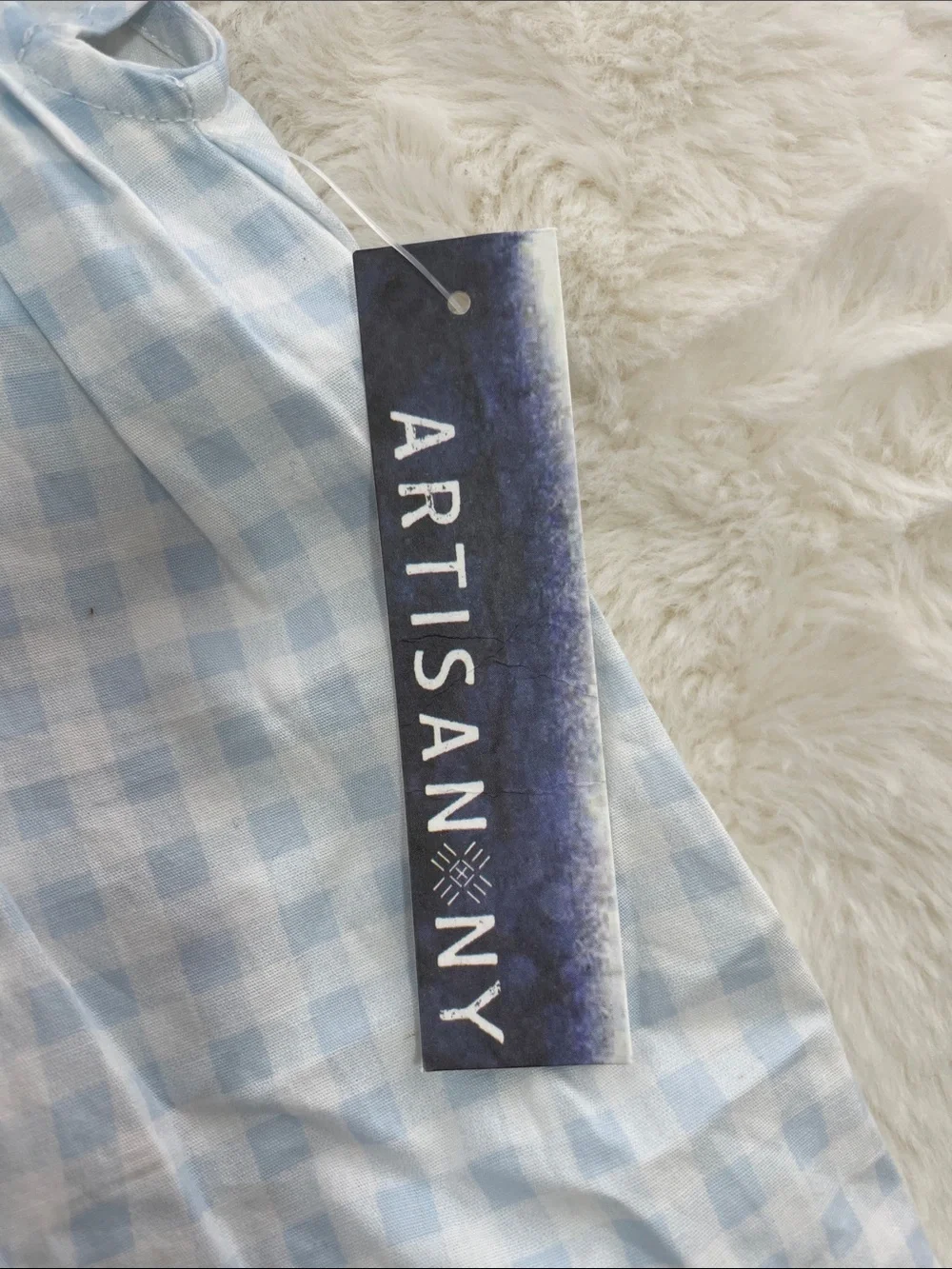 SALE! NWT Artisan NY Girls Blue Gingham Smocked Top with White Shorts Size 5T